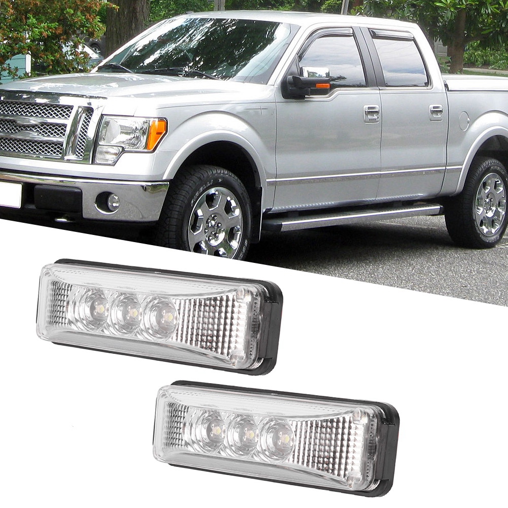 Led-lkw-seitenleuchten, 12 V, 1,2 W, Weiß, Abs/pc-gehäuse, 3 Smd-leds, Seitenblinker, 2er-pack