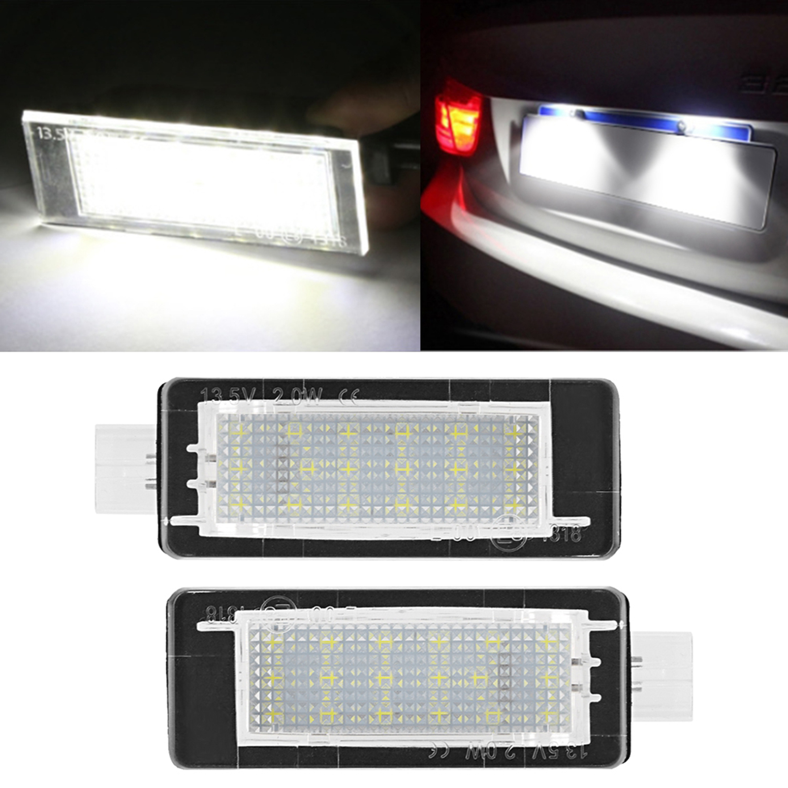 2x Kaltweiße Led-kennzeichenbeleuchtung Für Dacia Duster (2010–2015), Wasserdichte Autolampen, Direkter Ersatz, 2er-pack