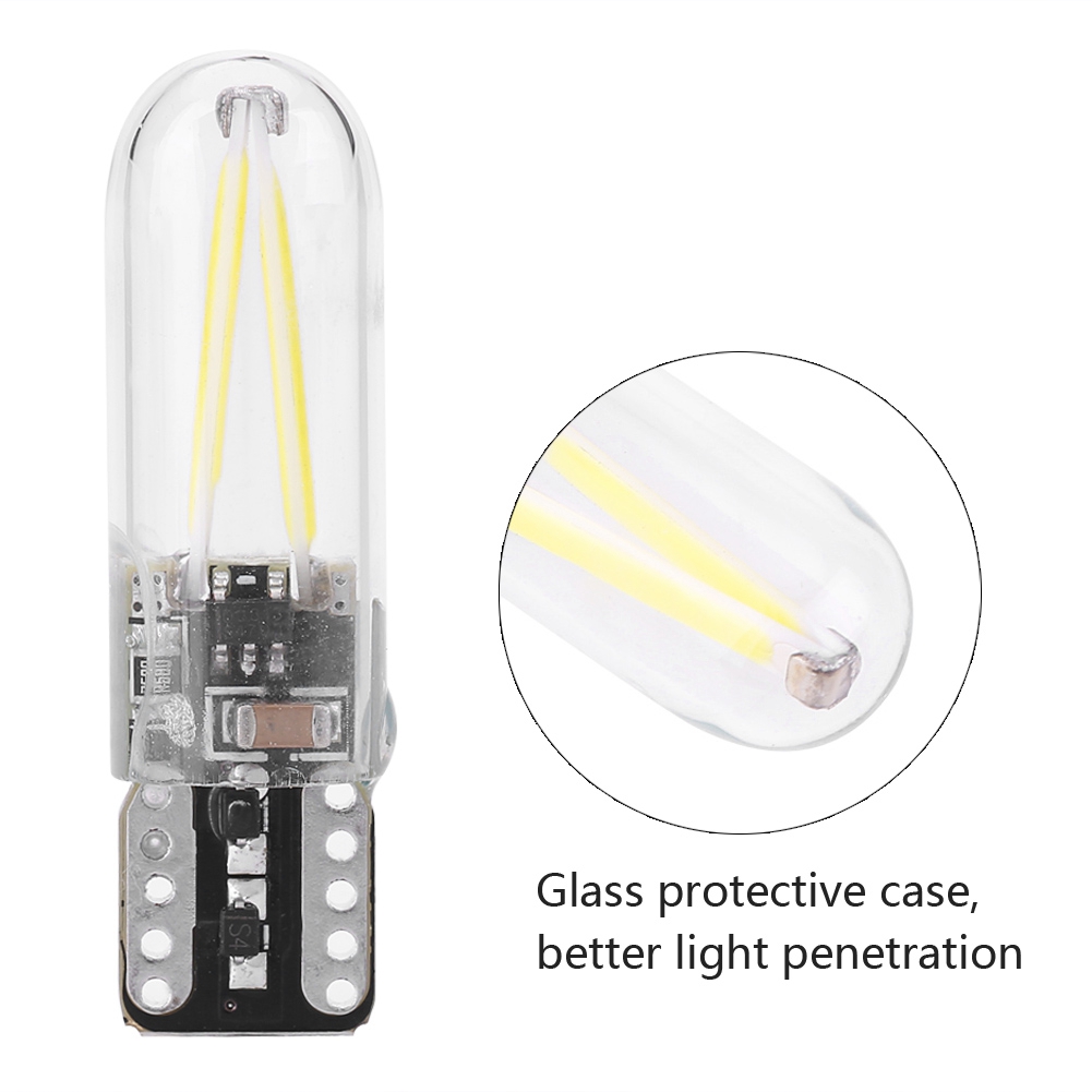 Paar Weiße W5w T10 8-28v Cob Led-filament-glaslampen Für Innenraumbeleuchtung, Tagfahrlicht Und Blinker Im Auto.