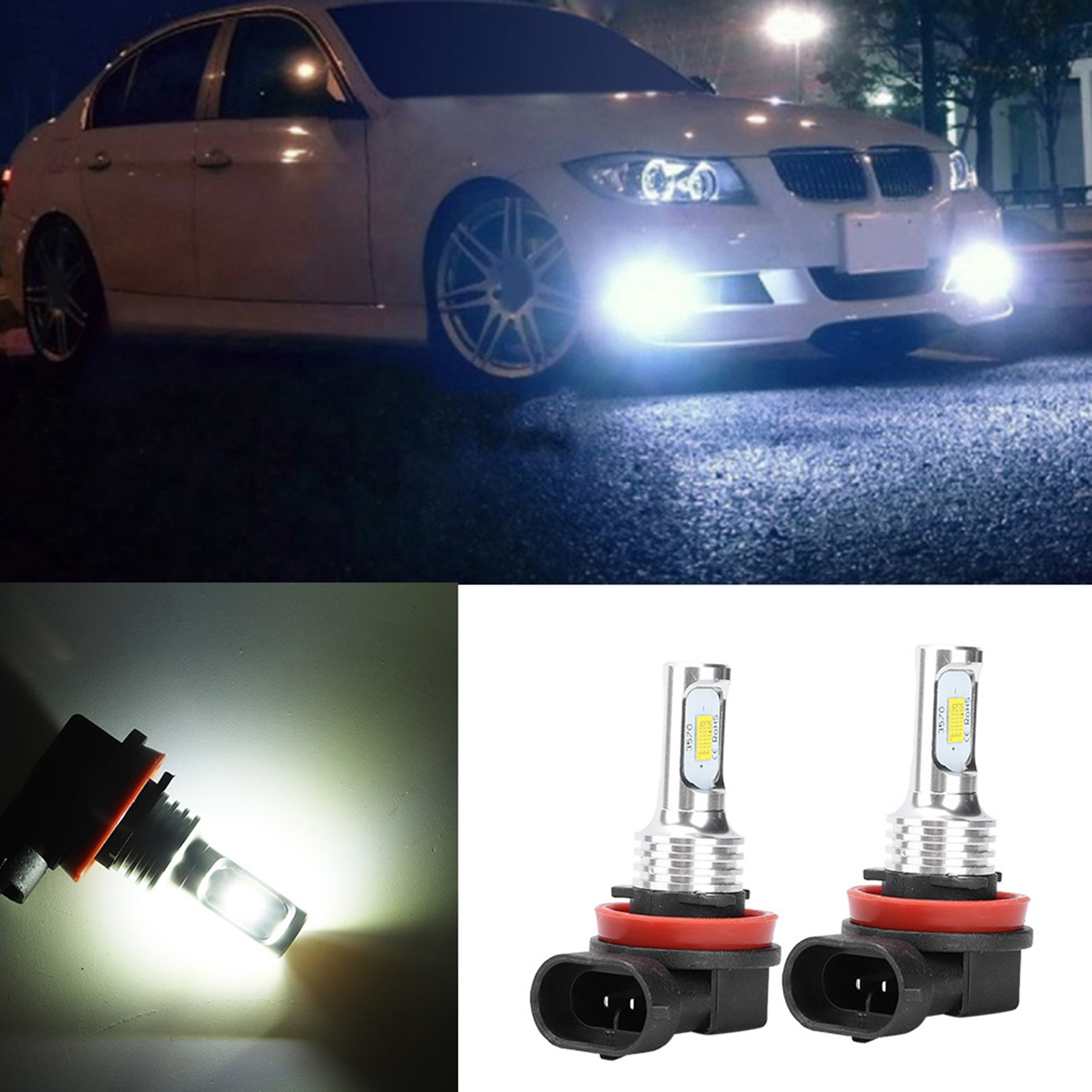Stück Aluminiumgehäuse H8 H11 80w 6500k Csp Weiße Nebelscheinwerferlampe Mit Dekodierung 12-24v Universal