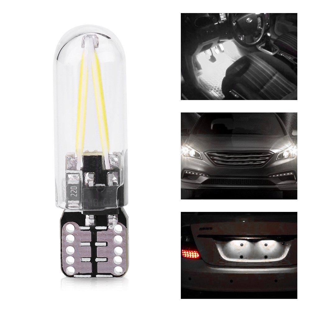 10er-pack 12v W5w T10 194 Cob-led-lampen, Glasfaden, Weiß, Für Leselampen, Tagfahrlicht Und Kofferraumbeleuchtung Im Auto.