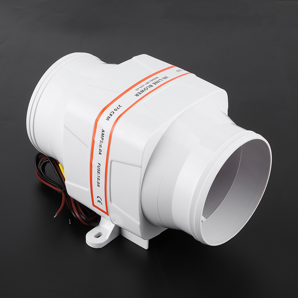 4-zoll-bilgenluftgebläse, 270 Cfm, Inline-marine-gleichstrom-elektrolüfter, Bootszubehör, 12 V, Weiß