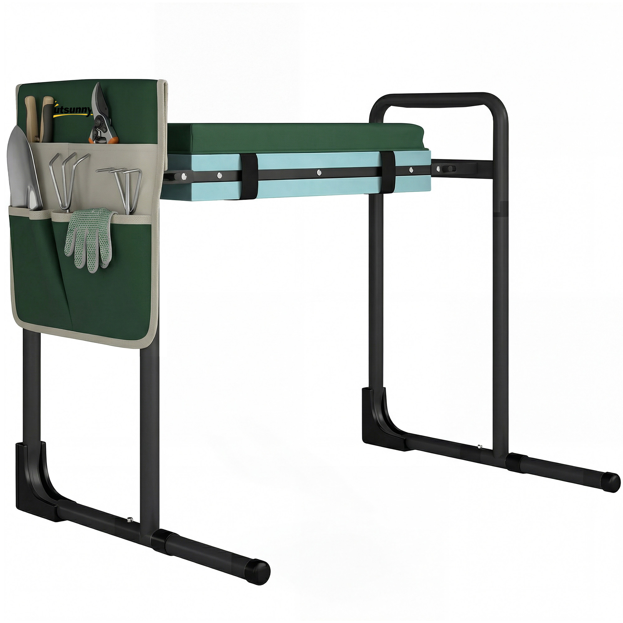 Gartenbank Zum Knieen Oder Sitzen Aus Stahl Und Eva Homaire L60.5xb29xh50 Cm - Grün