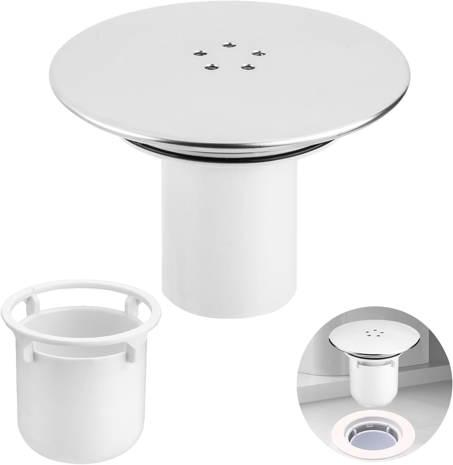 Duschablaufabdeckung, 95 Mm Duschablauf, Universelle Duschablaufabdeckung Mit Siphon, Duschablauf-einlaufabdeckung