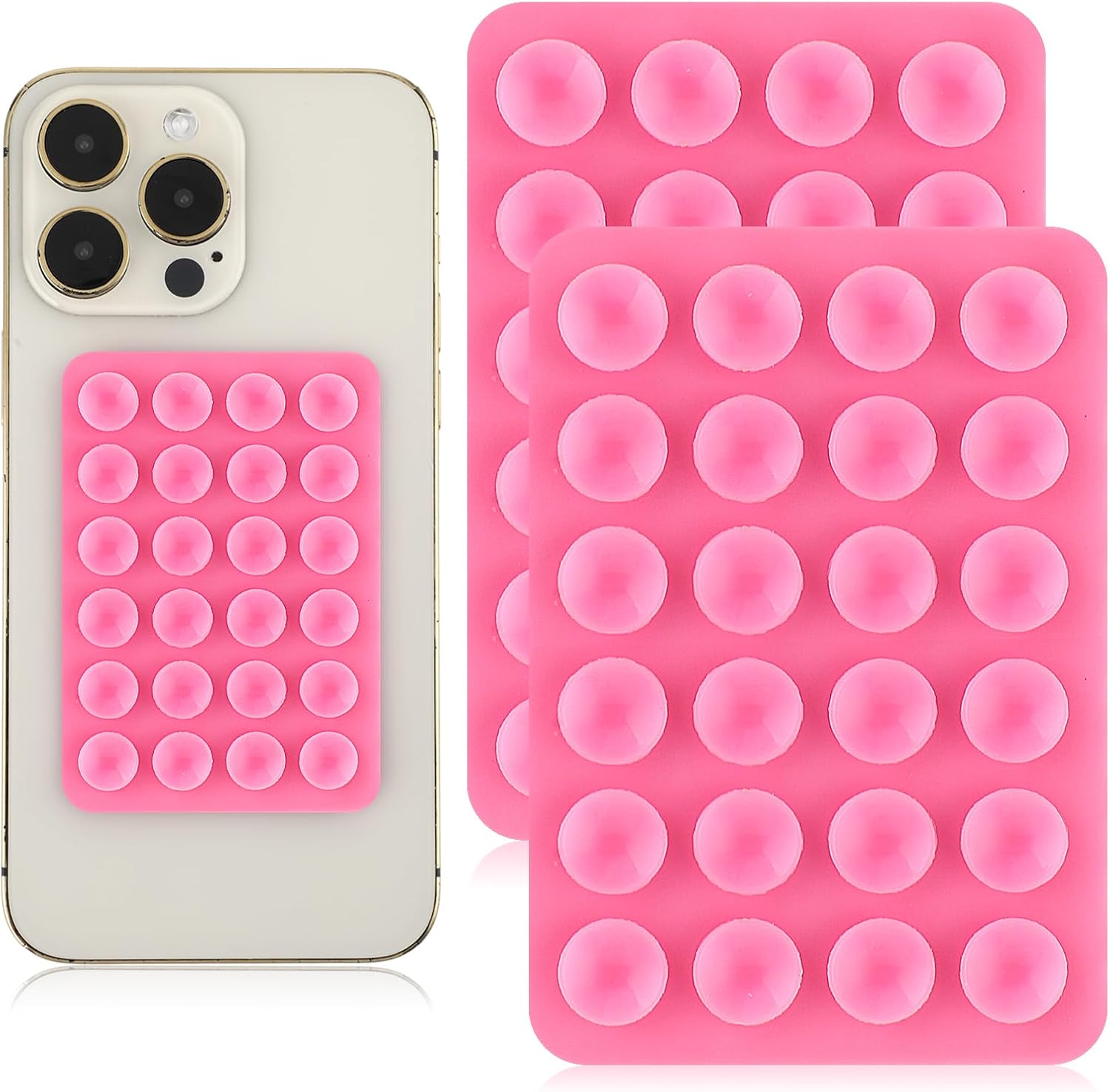 2er-set Selbstklebende Silikon-saugnapf-handyhalter – Rutschfester, Freihändiger Handyhalter – Pink