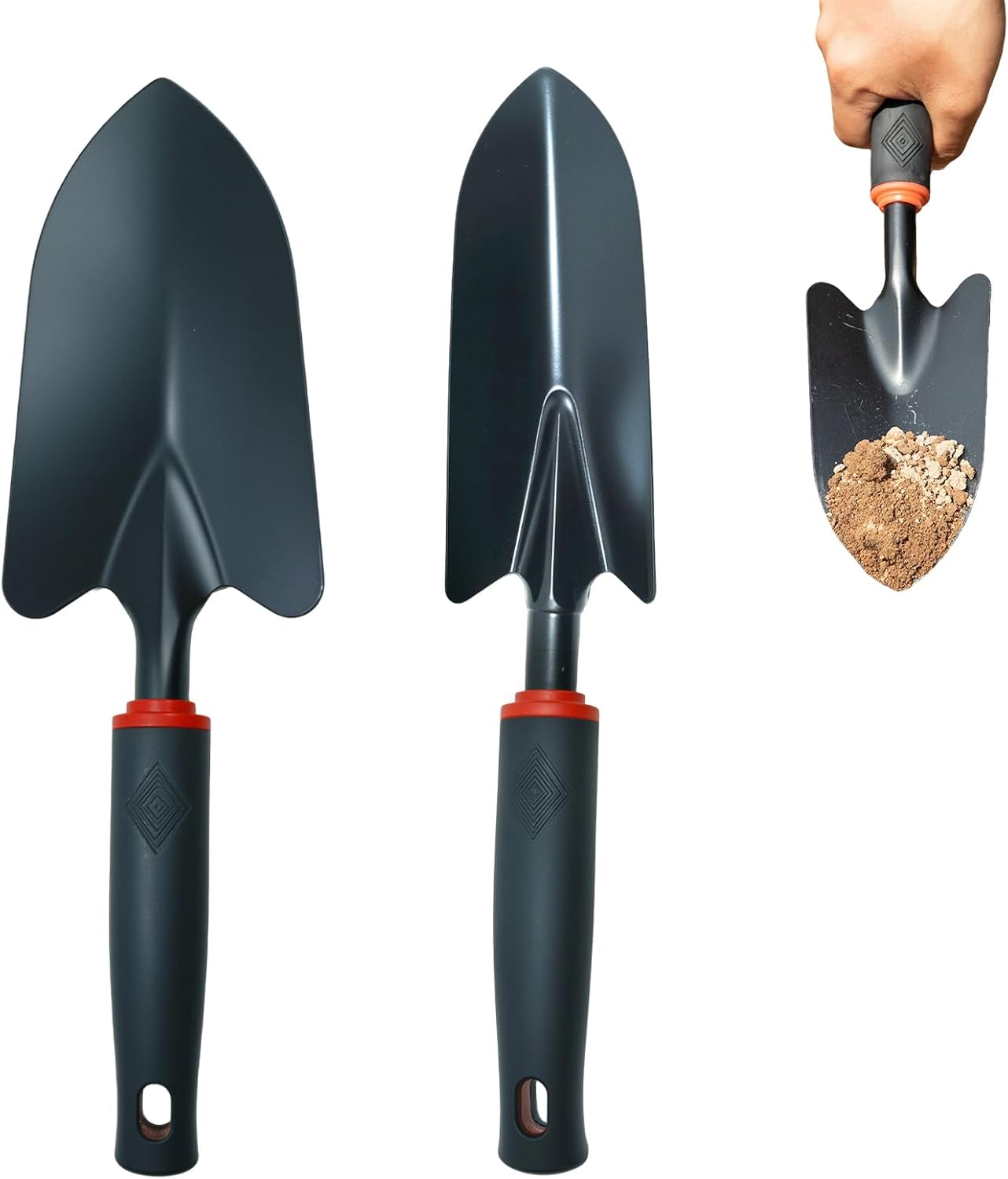 Set Aus 2 Gartenkellen, Kleine Handschaufel Mit Breitem Blatt Zum Graben Und Schmalem Ende Zum Umpflanzen, Gartenkellen Zum Jäten, Auflockern Des Bodens Und Pflanzen