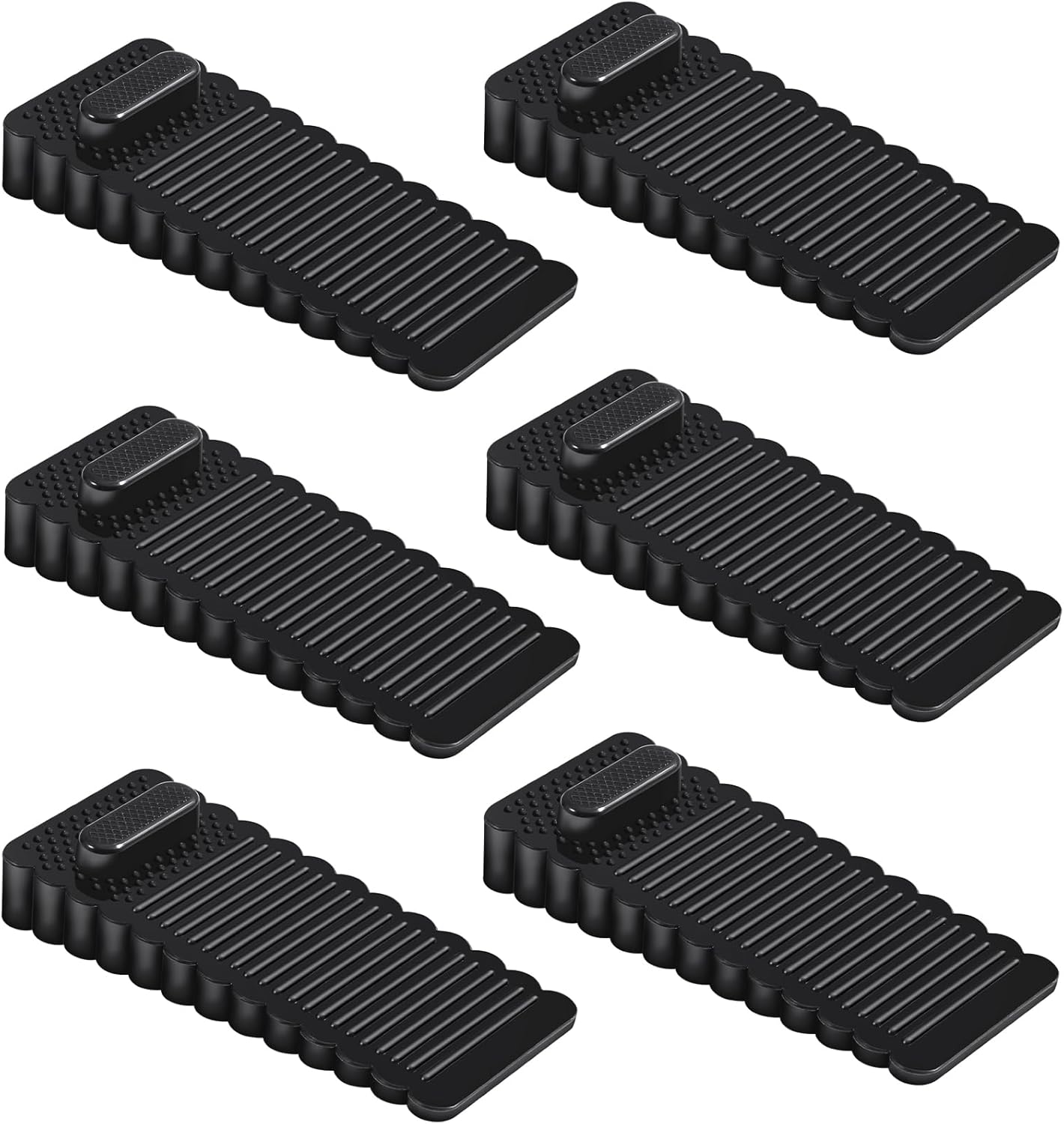 6-teiliges Türstopper-set, Höhenverstellbar Und Stapelbar, Für Türen Und Böden Aus Verschiedenen Materialien – Schwarz