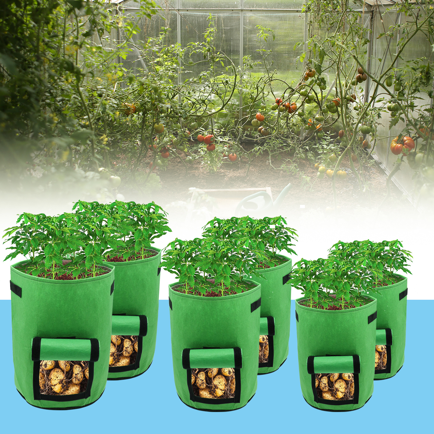Jiubiaz 25er Set Pflanzsäcke 26,5 L Aus Vlies Mit Sichtfenster & Griffen, Kartoffel-pflanztaschen Für Gemüse, Balkon & Garten