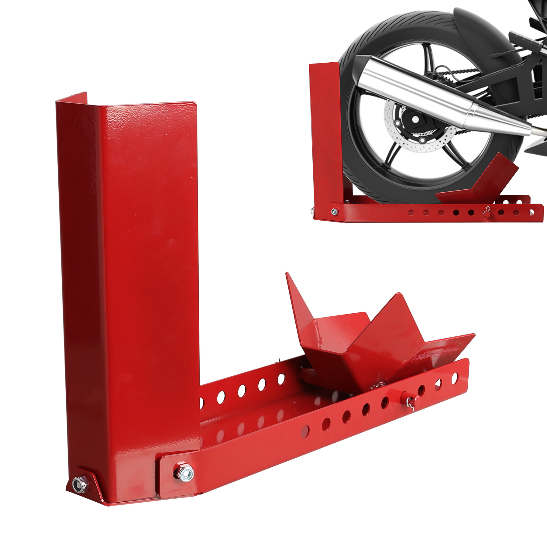 Jiubiaz Motorradständer Vorderradhalter Aus Stahl, Radfixierung 8–24 Zoll, Breite 60–145 Mm, Rot