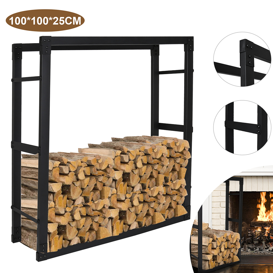 Jiubiaz Kaminholzregal Brennholzständer 10010025cm Wetterfestem Metall Brennholz Brennholzregal