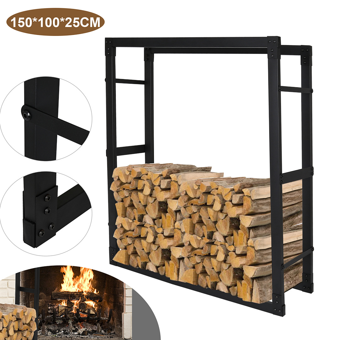 Jiubiaz Kaminholzregal Brennholzständer 15010025cm Wetterfestem Metall Brennholz Brennholzregal