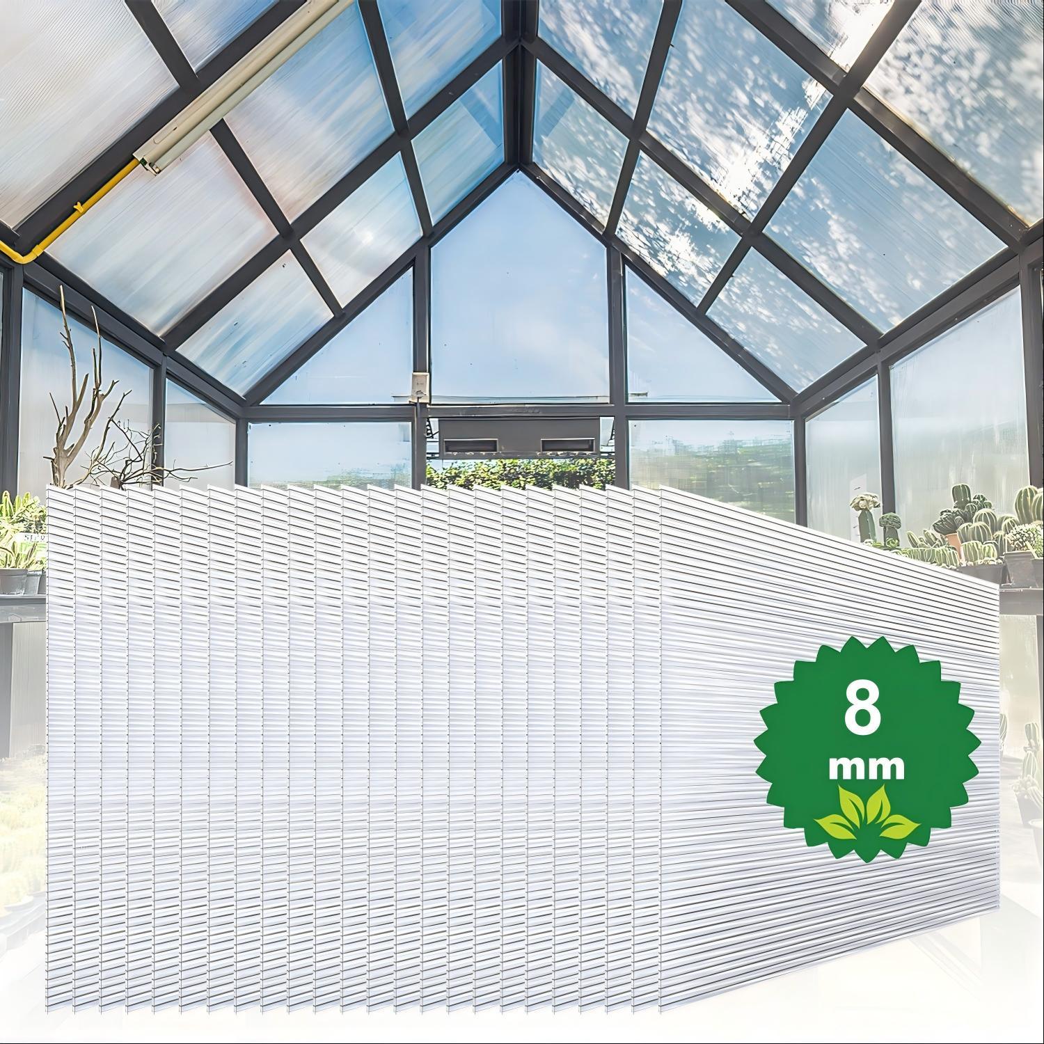 Jiubiaz 5x Polycarbonat Hohlkammerplatten 8mm Transparent Hohlkammerstegplatten Uv-beständigen Für Gewächshaus Carports