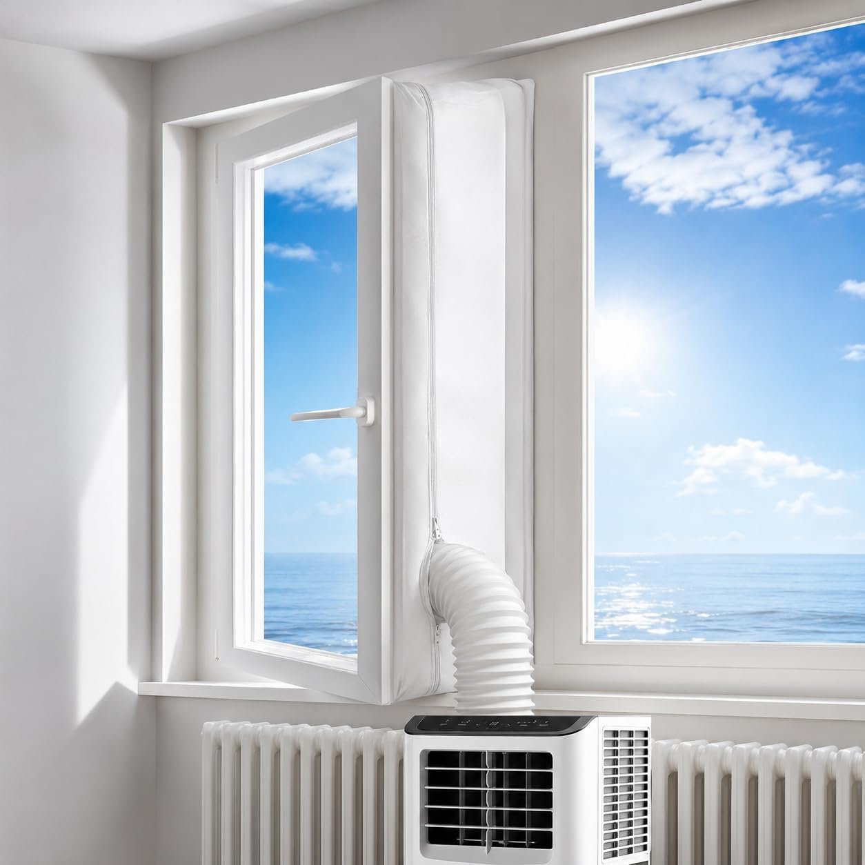 400 Cm Lange, Tragbare Fensterdichtung Für Klimaanlagen, Fensterdichtung Mit Reißverschluss, Abluftschlauch-dichtungsset, Isolierend Und Wiederverwendbar