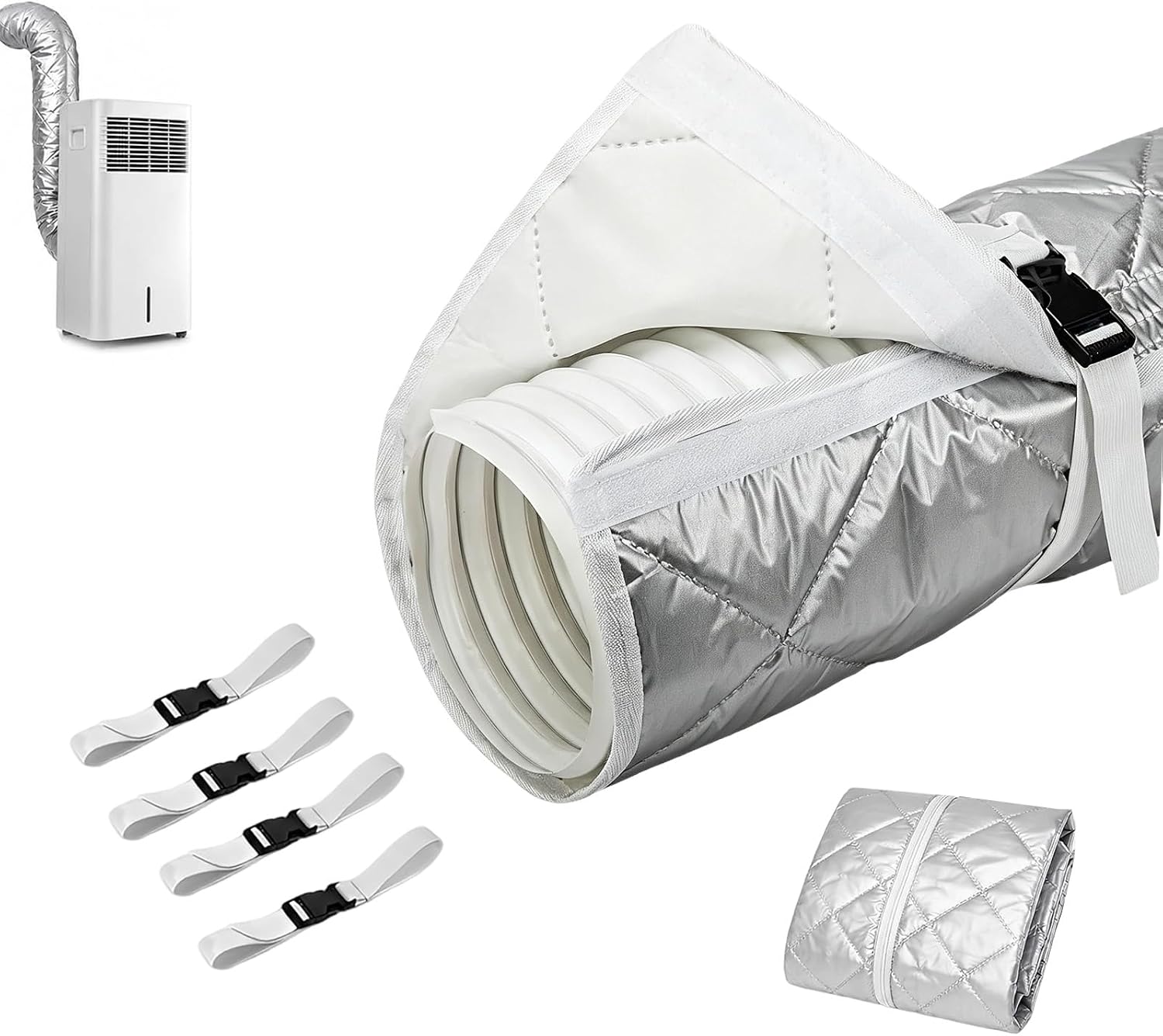 X 150 X 50 Cm Schlauchüberzug Für Mobile Klimageräte Isolierender Schlauchmantel Mit 4 Verstellbaren Schnallenriemen, Isolierende Schutzhülle Für Klimageräte