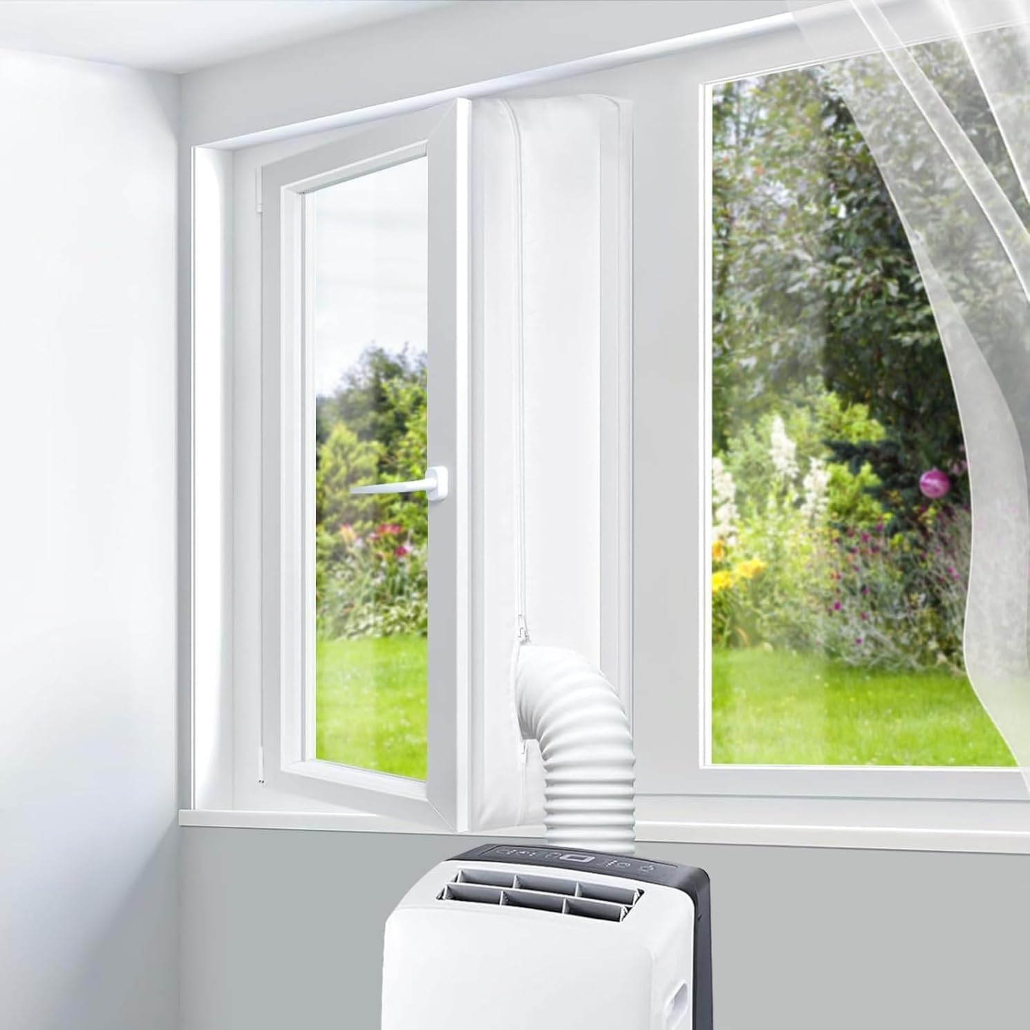 300 Cm Fensterdichtungsset Für Mobile Klimageräte, Klimaanlagen-dichtungsset, Energieeffizienter Heißluftstopper Zur Befestigung An Fenstern, Tragbarer Ablufttrockner, Weiß, Kein Bohren Erforderlich