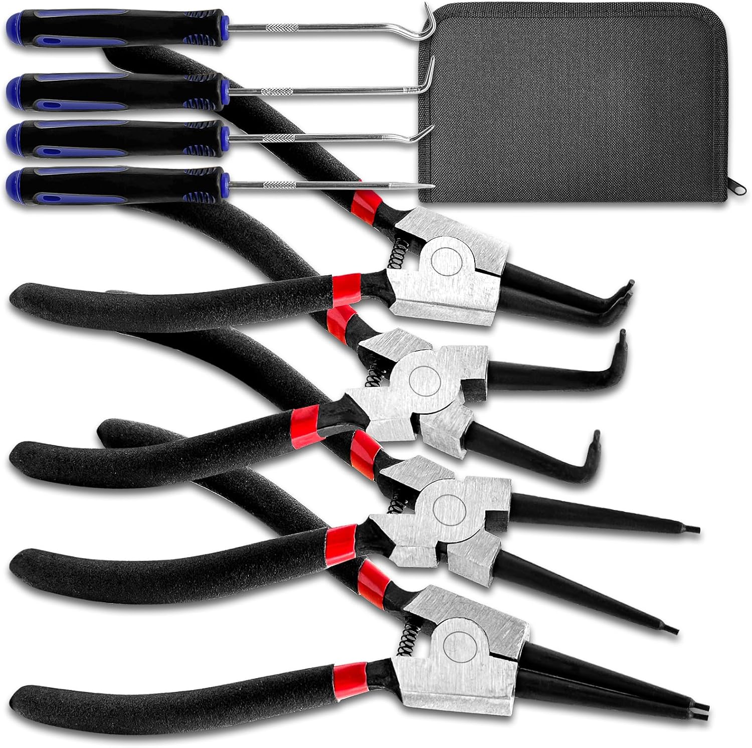 4-teiliges Sprengringzangen-set Mit 4 Haken, 7-zoll-gerade Und Gebogene Sprengringzange Für Innen Und Außen, Zum Entfernen Von Rohren Und Ringen