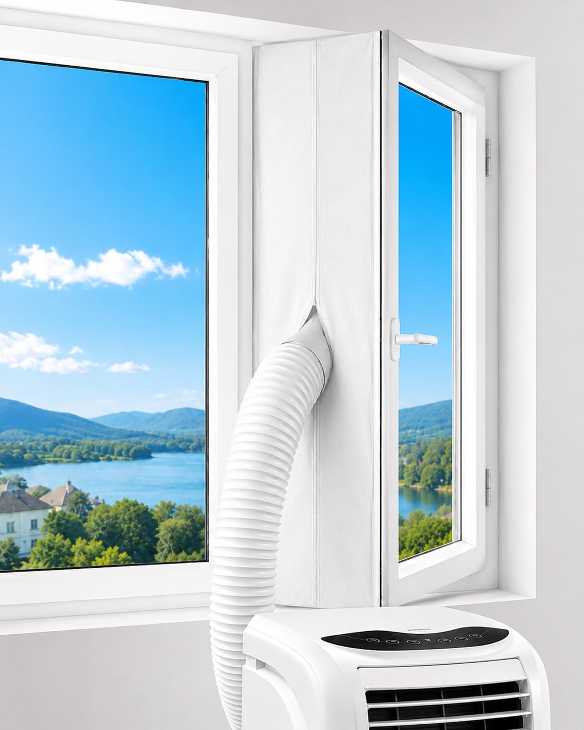 Fensterdichtungsset Für Mobile Klimageräte, Textildichtung 210t Textildichtung, Für Mobile Klimageräte, Drehkippfenster, Terrassentüren, Reißverschlussöffnungen, Faltbar Und Wiederverwendbar