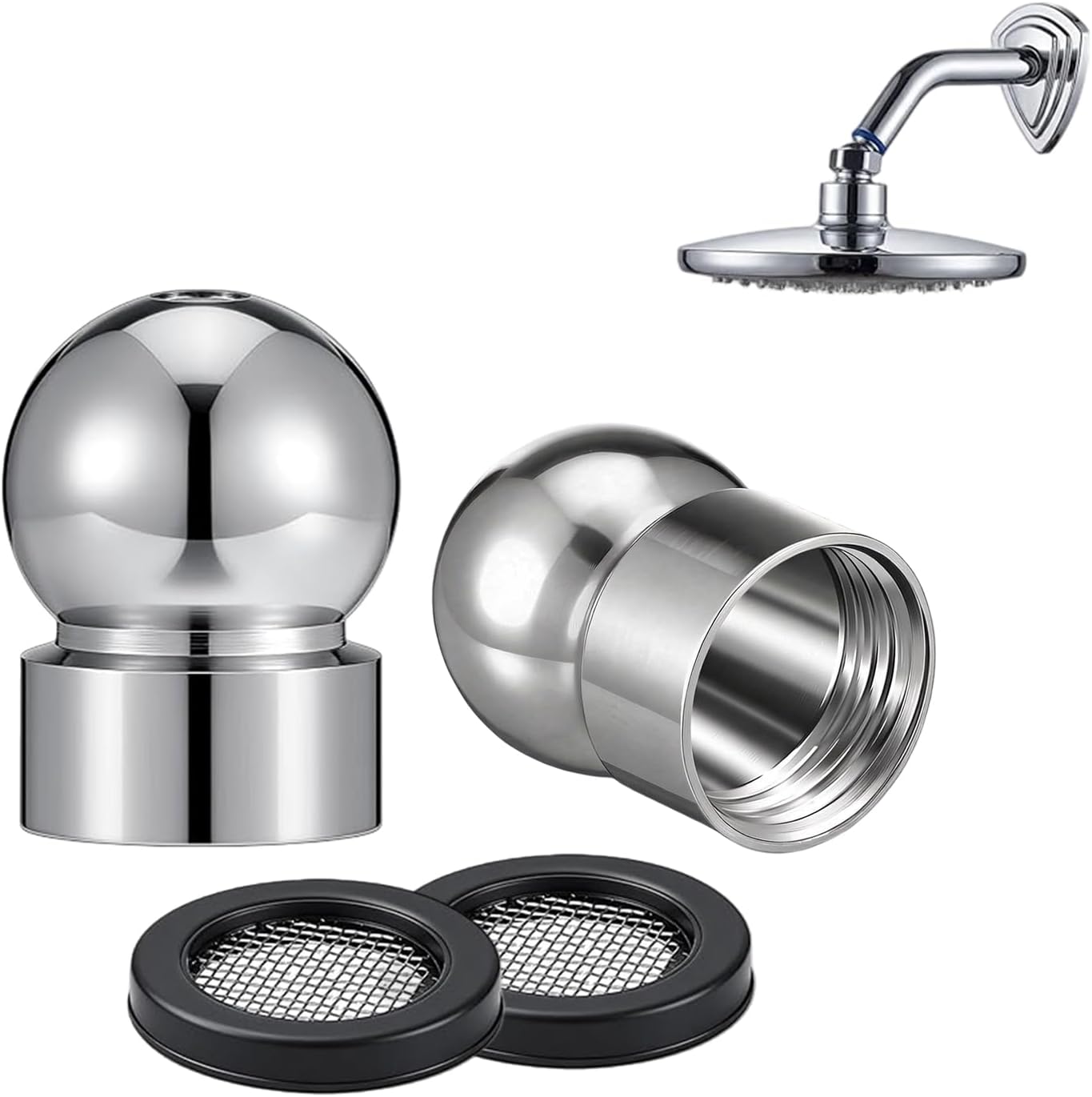 2-teiliges 1/2-zoll-duschkopf-set, Duschkopfadapter Mit Filter, Kugelgelenkadapter, Universell Kompatibel Mit Standard-schwenkduschköpfen