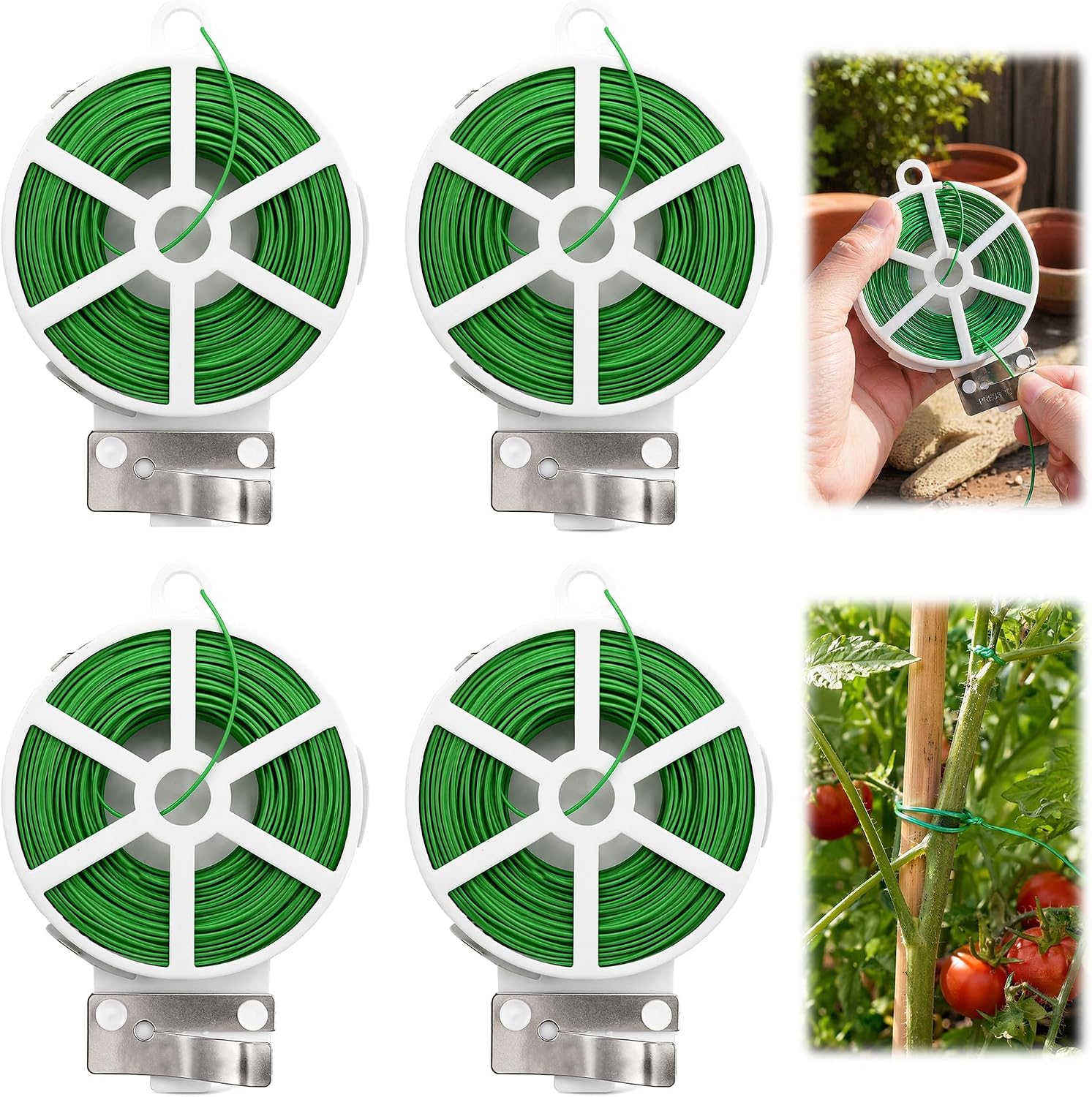 Rollen Grüner Draht, 200 M Pflanzenbinder Mit Abschneider Grüner Gartendraht, Pflanzenbinder, Rollen Mit Pflanzenbindern, Für Pflanzen, Kletterpflanzen, Sträucher Und Blumen