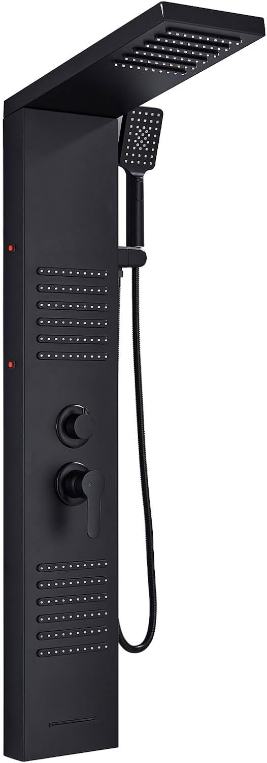 Duschpaneelsystem Mit 4 Modi Und Led-beleuchtung Duschpaneelsystem Mit 4 Modi Und Led-beleuchtung Inklusive Massageduschset, Schwarz