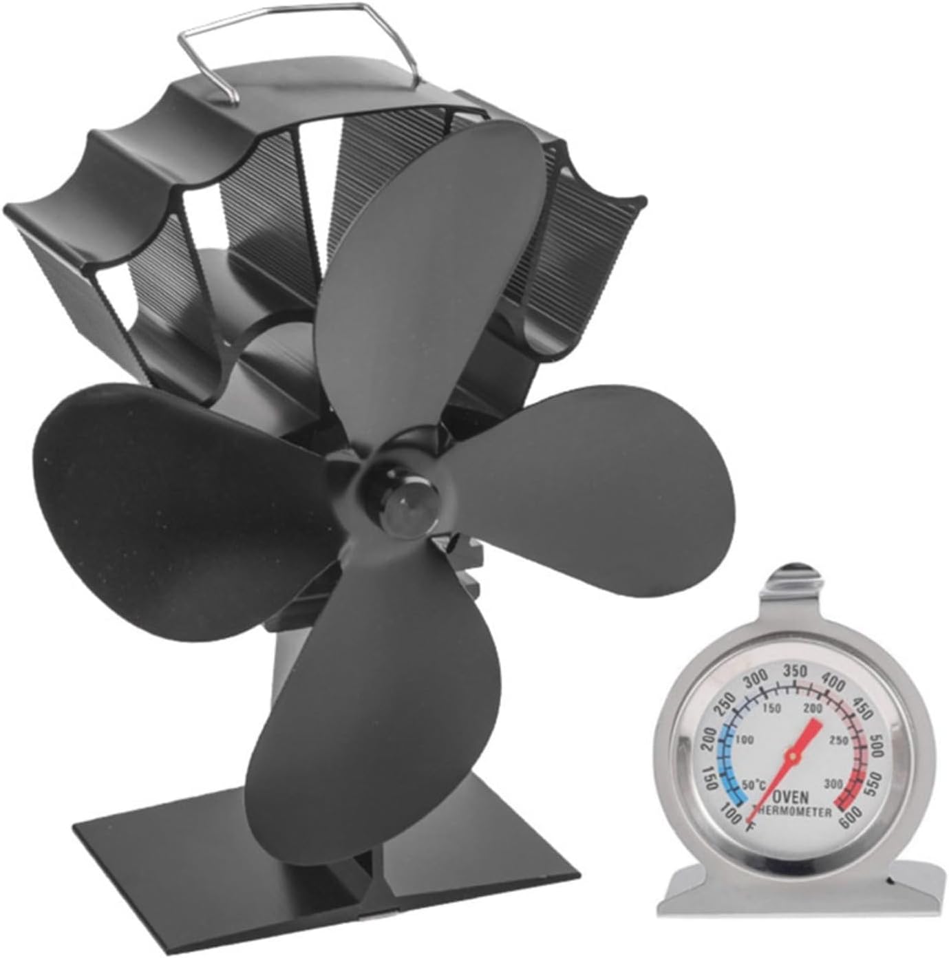 Vierflügeliger, Wärmebetriebener Ventilator Für Holzöfen, Eloxiertes Aluminium, Luftzirkulation (vierflügelventilator)