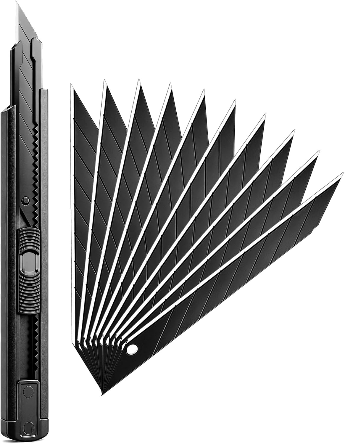 Cutter Mit 10 Abbrechklingen (9 Mm, 30°), Grafikmesser Einziehbares Universalmesser, Präzisionsschneider Mit Abbrechklingen, Für Zuhause, Büro Und Schule Zum Schneiden Von Papier Und Karton