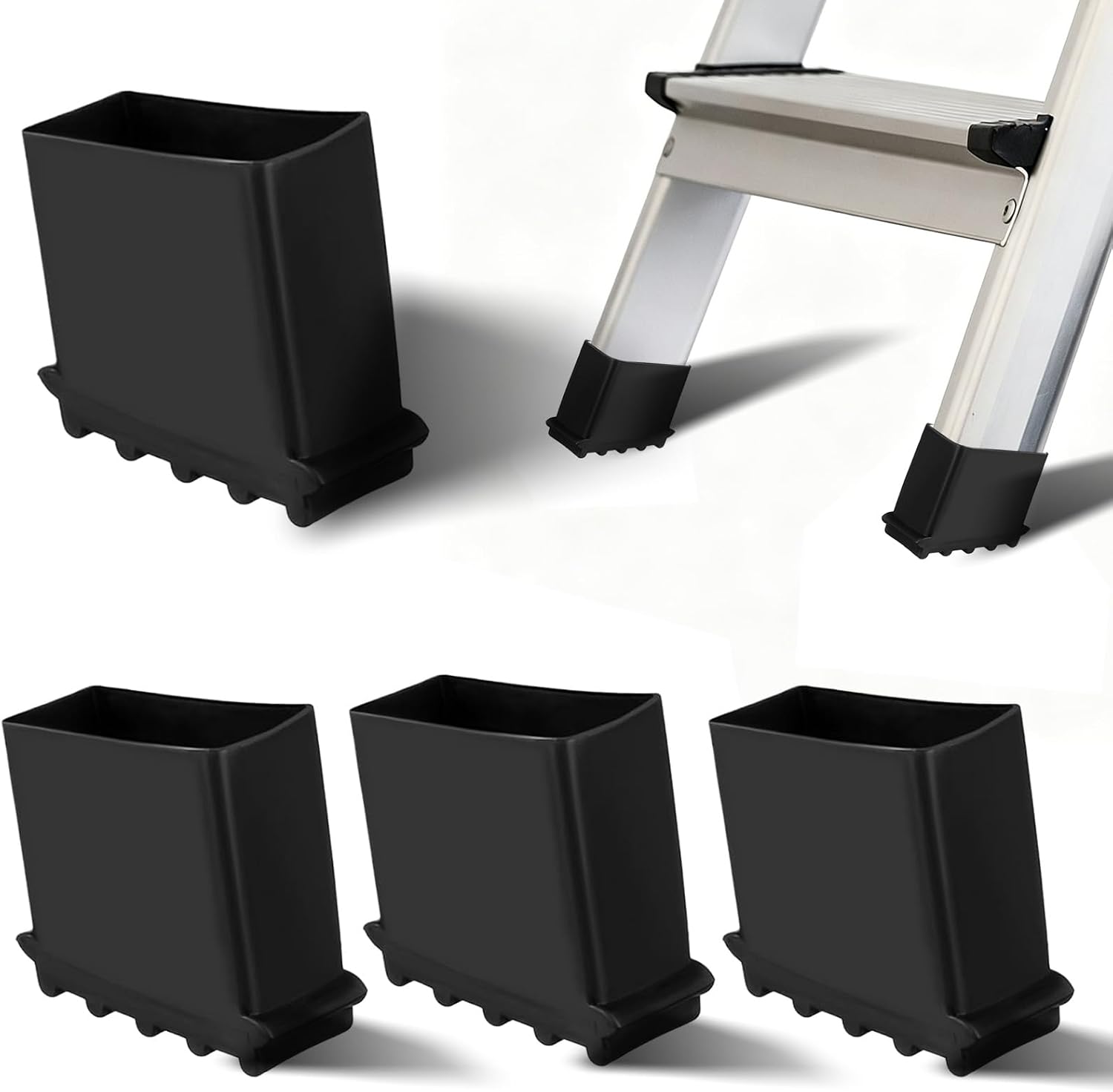 Set Mit 4 Gummifüßen Für Leitern – Rutschfest – 25 X 55 Mm – Universelle Schutzkappen Für Vierkantrohre – Verschleißfeste Fußkappen Für Aluminiumleitern Und