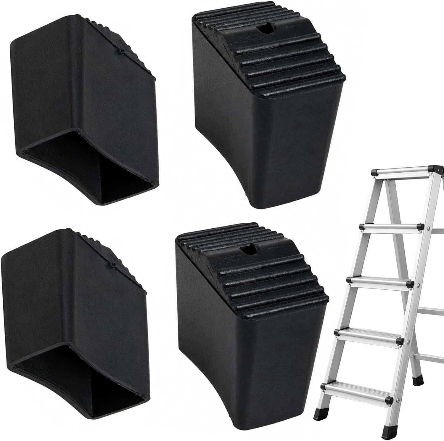 Set Mit 4 Leiterfüßen 40 X 20 Cm, Rutschfeste Ersatzgummipads Für Leitern, Schutzkappen, Leiterfüße, Ersatzfüße Für Aluminium- Und Universalleitern