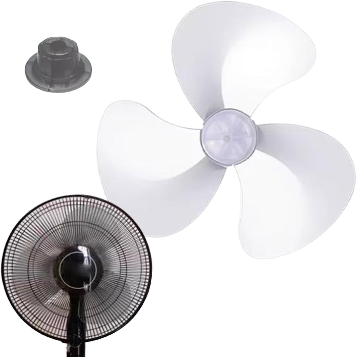 Pp 40 Cm (16 Zoll) 3-blatt-ersatzlüfterflügel Mit Mutterabdeckung Universeller, Langlebiger 40-cm-lüfterflügel Für Standventilatoren, Zubehör Für Innenräume/büros