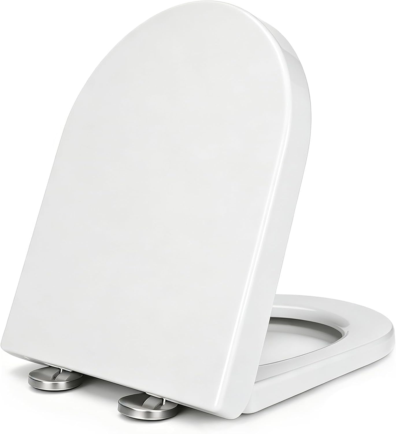 D-förmiger Wc-sitz 34 X 42 Cm, Wc-deckel Mit Absenkautomatik Wc-sitz Mit Verstellbaren Scharnieren, Schnell Abnehmbar, Leicht Zu Reinigen, Einfache Montage Von Oben, Weiß