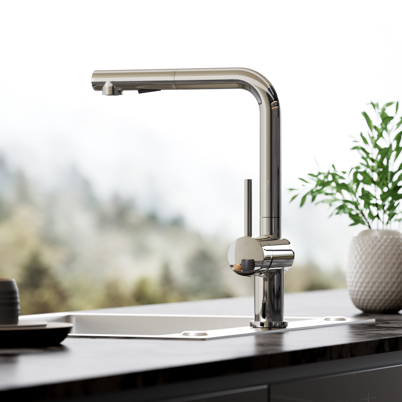 Küchenarmatur Cecipa Max, Ausziehbarer Wasserhahn Küche Mit 2 Strahlarten, Chrom 360° Drehbar Hochdruck Spültischarmatur