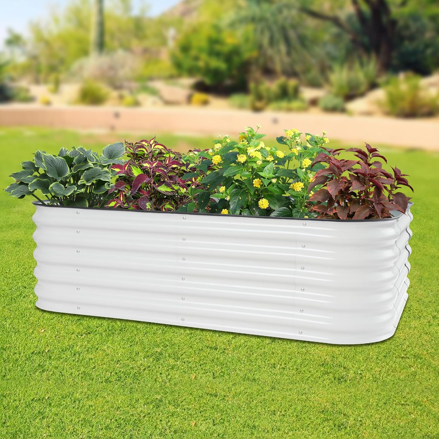 Hochbeet Metall Kit Hochbeete-kit Verdicktem Verzinkter Stahl Pflanzkasten Gartenkasten Beet Garten Für Outdoor Gemüse Kräuter Blumen & Obst Frühbeet Garten (195x60x43cm)
