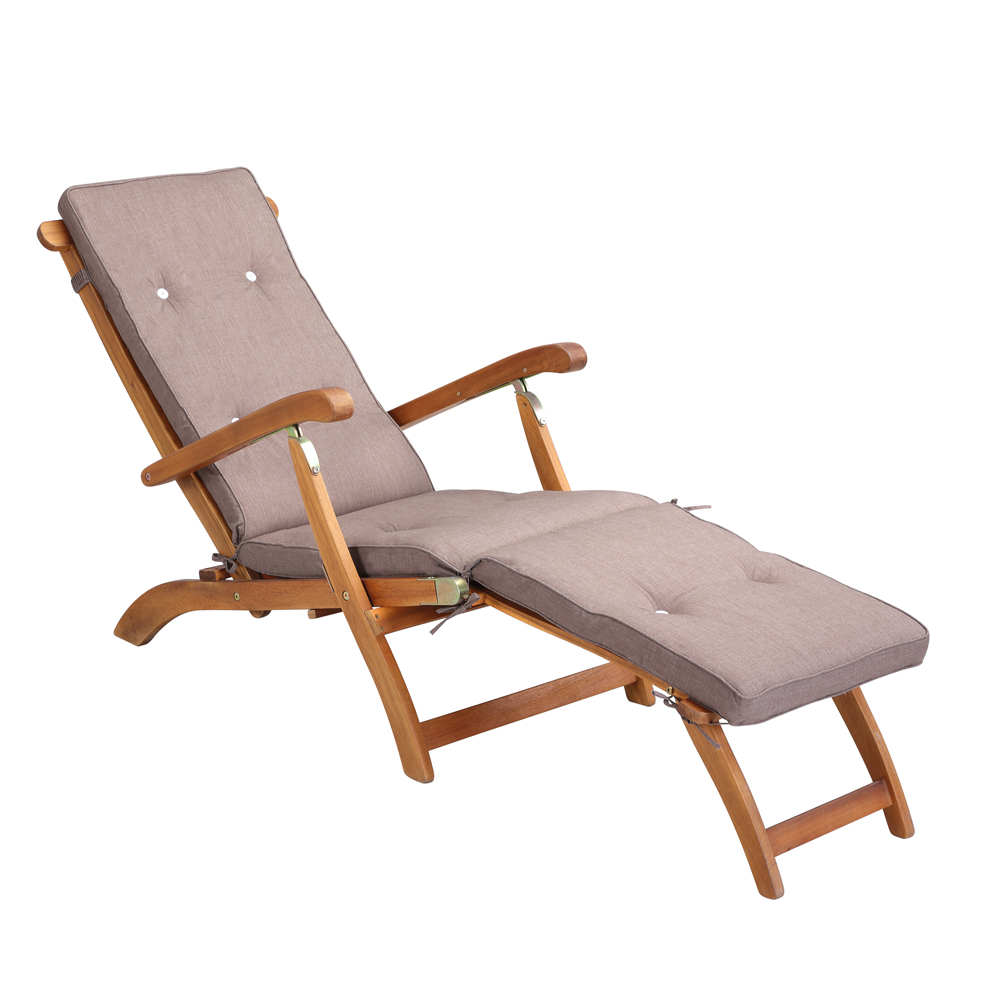 Liegenauflage Deck Chair Atmungsaktiv Polsterauflage Grau & Creme Meliert Creme Meliert - Detex