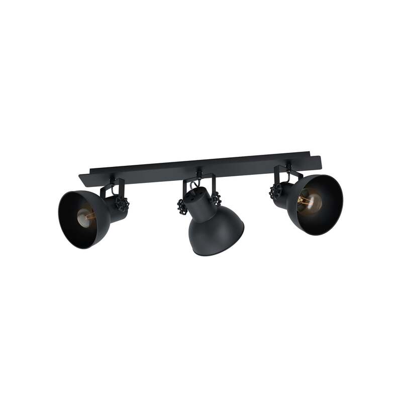 [gebraucht] B-ware Eglo Deckenstrahler Barnstaple Led Strahler 3-flammig Dimmbar Schwarz Holz Stahl