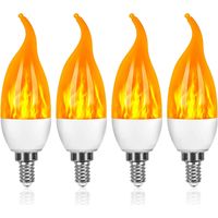 Set Mit 4 E14 3w Led-lampen Mit Flackerndem Flammeneffekt, Dekorativ Für Halloween, Weihnachten Und Hochzeiten
