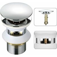Ablaufgarnitur Für Waschbecken Mit Automatischem Überlauf – Verchromtes Messing – Höhe 98 Mm – Durchmesser 66 Mm – Einfache Montage Mit 1-1/4"-anschluss
