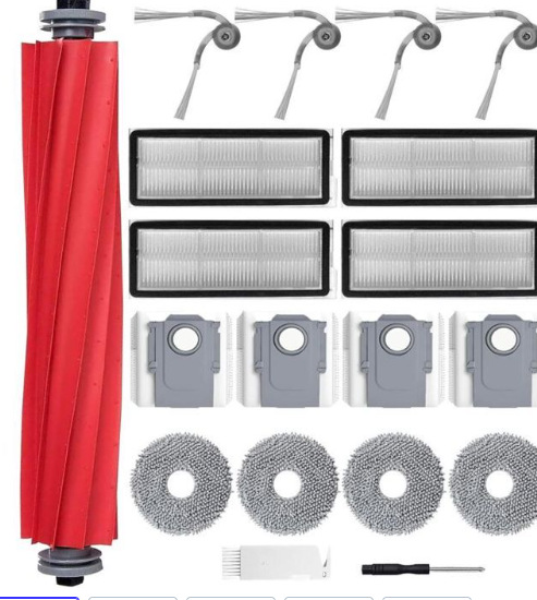 17-teiliges Zubehörset Für Saugroboter – Spiralbürste, 4 Versiegelte Beutel, 2 Filter, 4 Pads, 4 Seitenbürsten