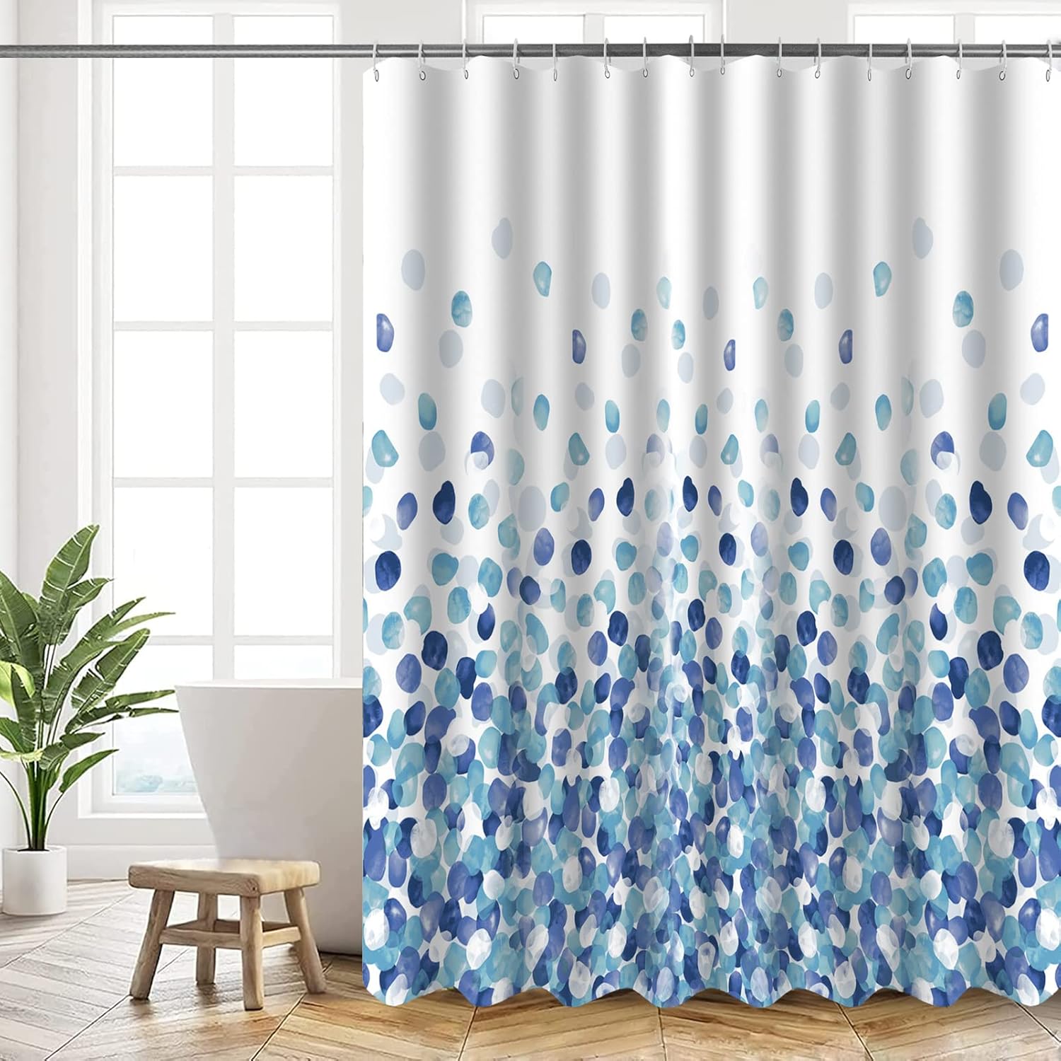 Duschvorhang Aus Polyester, 180 X 180 Cm Maschinenwaschbar, Beschwerter Saum, Blaues Blasenmuster