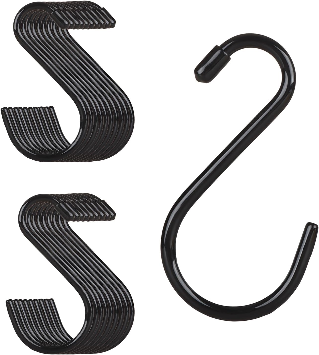20 Schwarze S-haken, 14 Cm – Stabile Hängehaken Mit Rutschfester Beschichtung Multifunktionale S-förmige Haken Für Küche, Ankleidezimmer, Garten Und Werkstatt