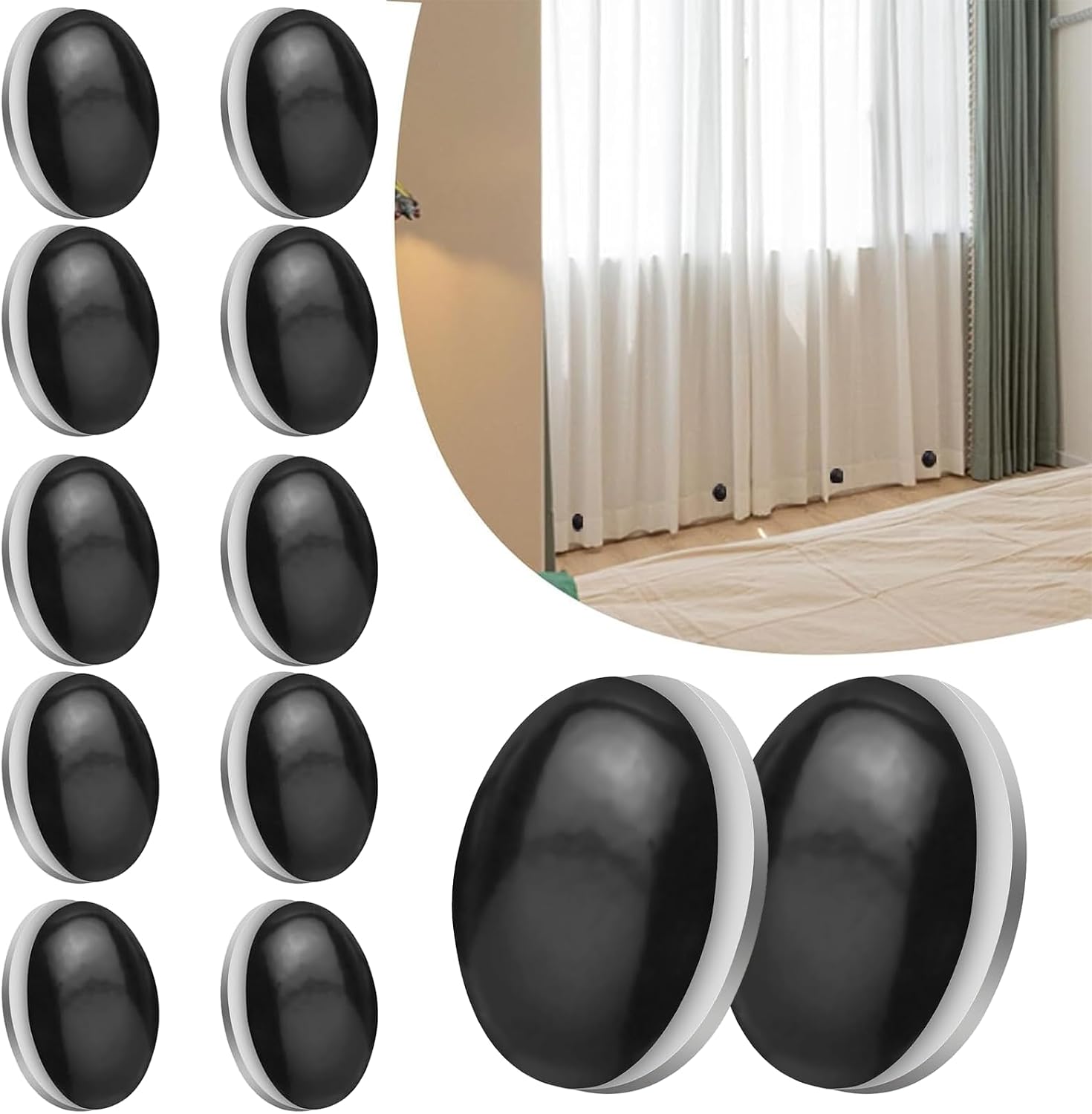 12er-pack Magnetische Duschvorhang-beschwerungsstreifen Für Raffhalter Duschvorhang-beschwerungsband, Duschvorhang-zubehör (schwarz)