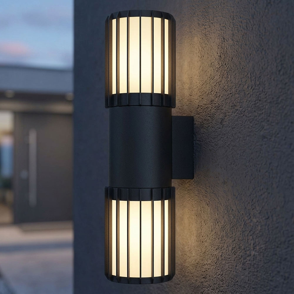 Led Außenwandleuchte Wandlampe Fassadenleuchte Ip54 Anthrazit Up & Down H 38 Cm