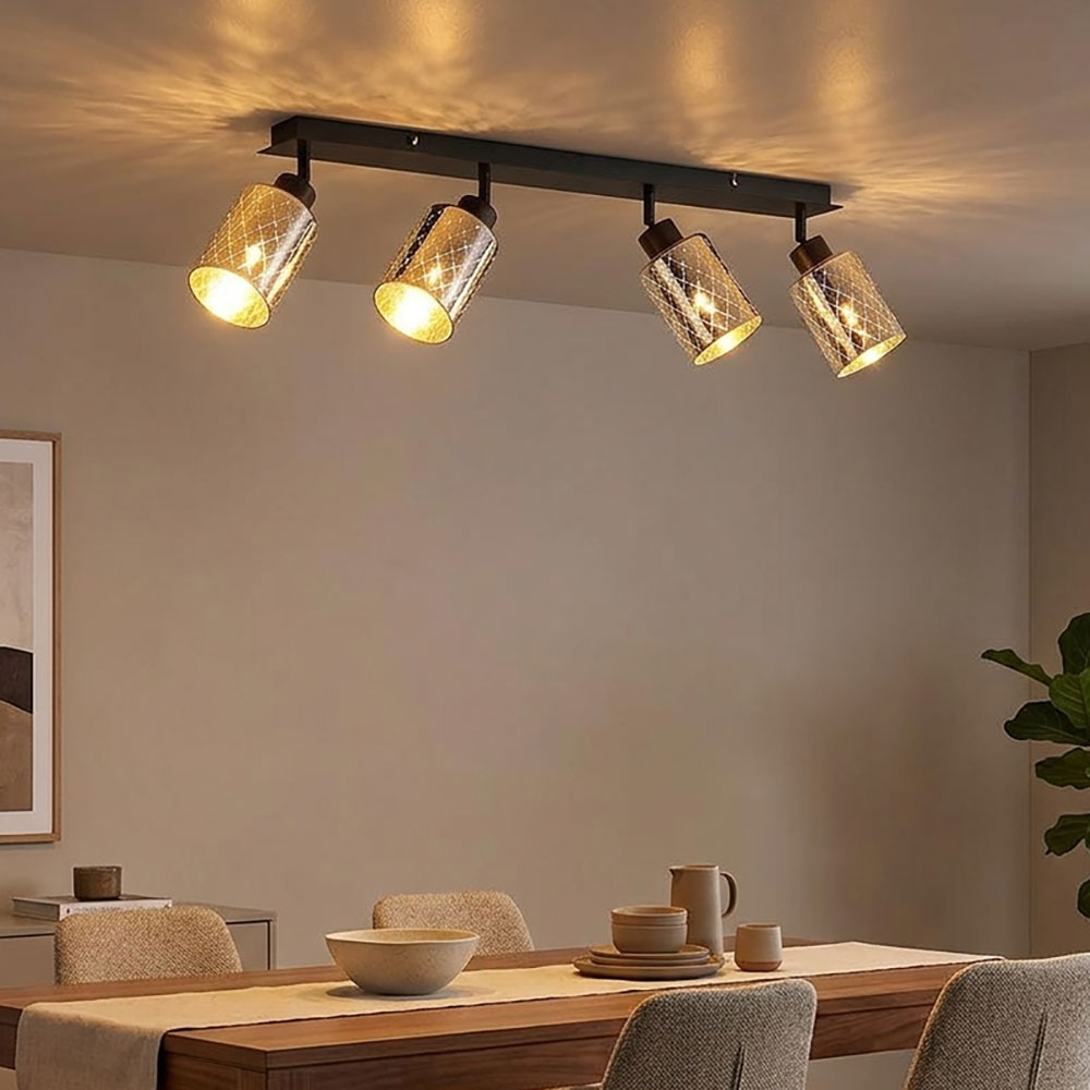 Led Deckenstrahler Deckenleuchte Wohnzimmerlampe Schwenkbar Schwarz Metall L86cm