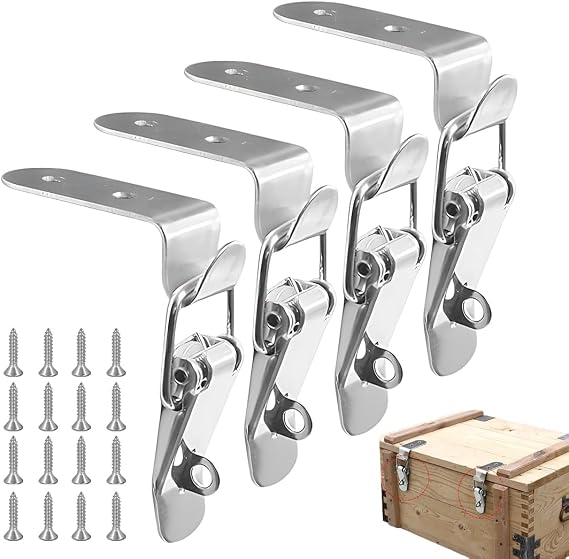 4-teiliger Druckknopf-hebelverschluss, Kippriegel Aus Edelstahl, 90-grad-kippriegel, Spannriegel, Federriegel Für Koffer, Kisten, Schränke, Schubladen