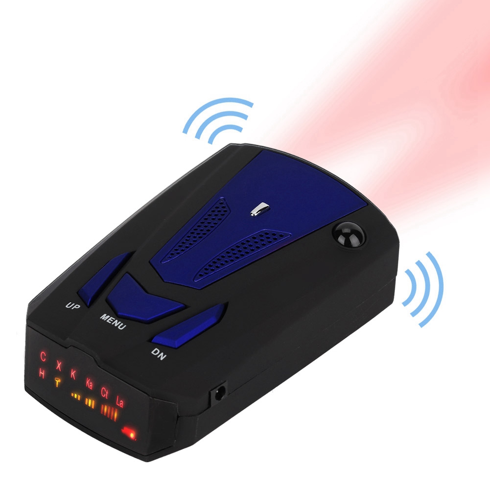 V7 Gps-radarwarner Mit 16 Bändern, 360°-sprachwarnung, Geschwindigkeitsanzeige, Laser-blitzschutz (blau)