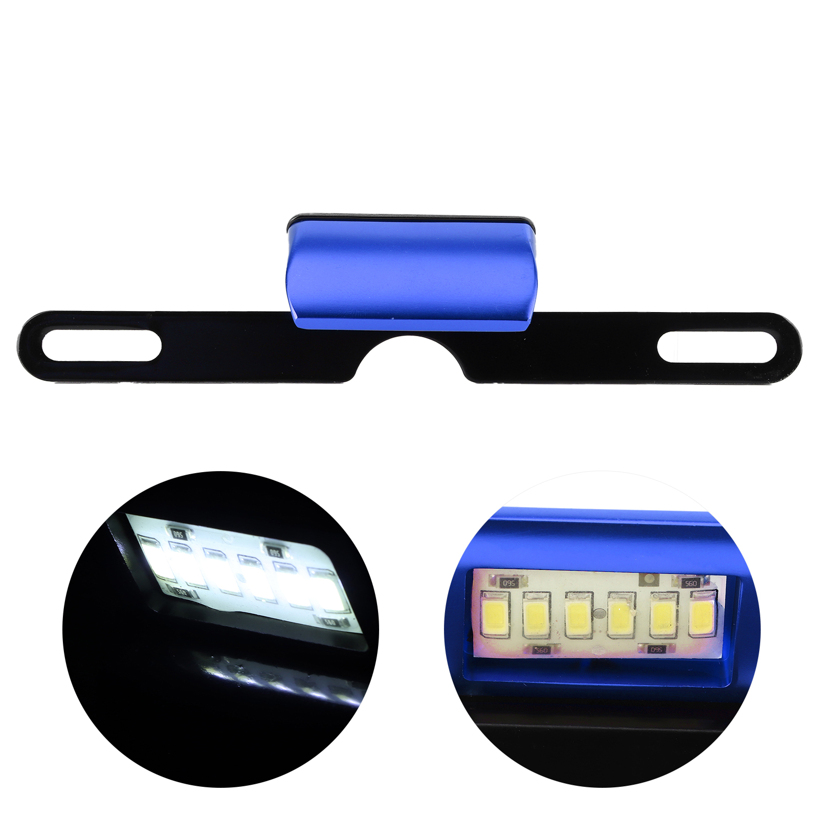 6-flammige Led-motorradkennzeichenbeleuchtung, Blaues Cnc-gefrästes Aluminium-rücklicht, Universelle Kennzeichenbeleuchtung