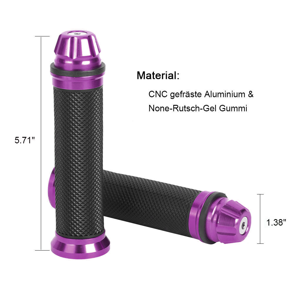 Cnc-gefräste Motorradlenkergriffe Aus Aluminium Mit Rutschfester Gummierung, 7/8-zoll-lenker, Fahrrad, Paar, Lila