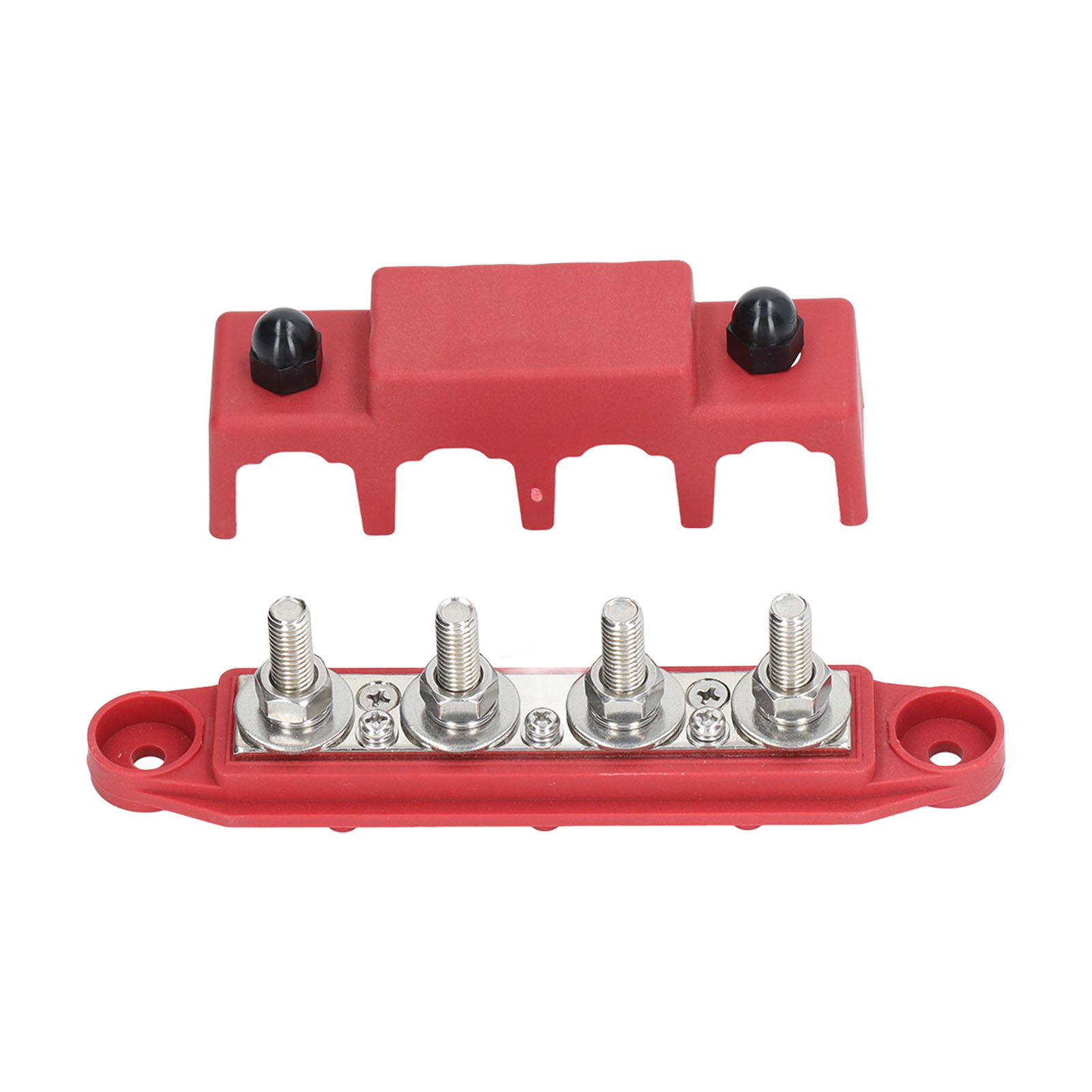 4-fach-stromverteilerblock, Sammelschiene Mit Abdeckung, M8-klemmen, 250 A, Für Boote, Autos Und Wohnmobile, Rot
