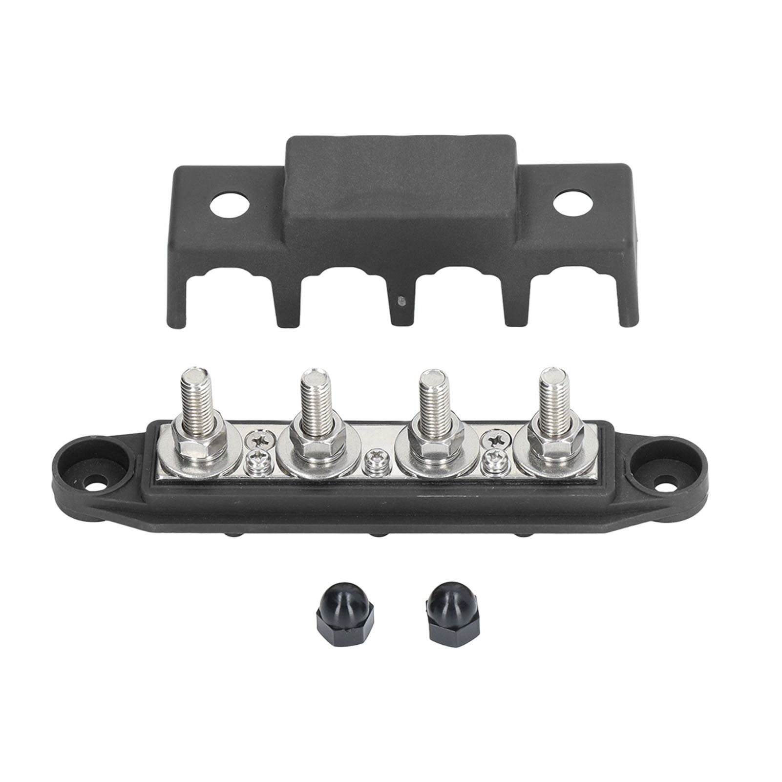 4-fach Stromverteilerblock, Sammelschiene Mit Abdeckung, M8-gewindebolzen, 250 A, Schwarz, Für Boot, Auto, Wohnmobil