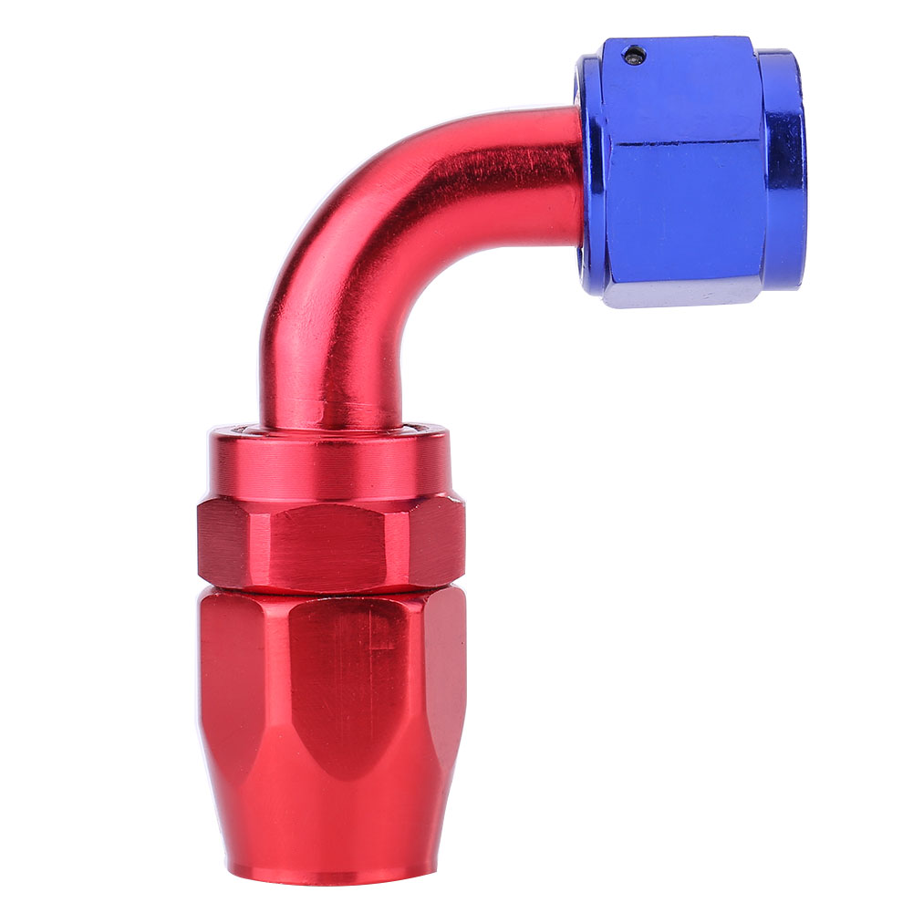 An8 90° Blaue Und Rote Kraftstoffschlauchverschraubungen, Ölkühleradapter, Drehgelenkverschraubung, Eloxiertes Aluminium, Für Kraftstoffleitungen, 2-teiliges Set, Universell.