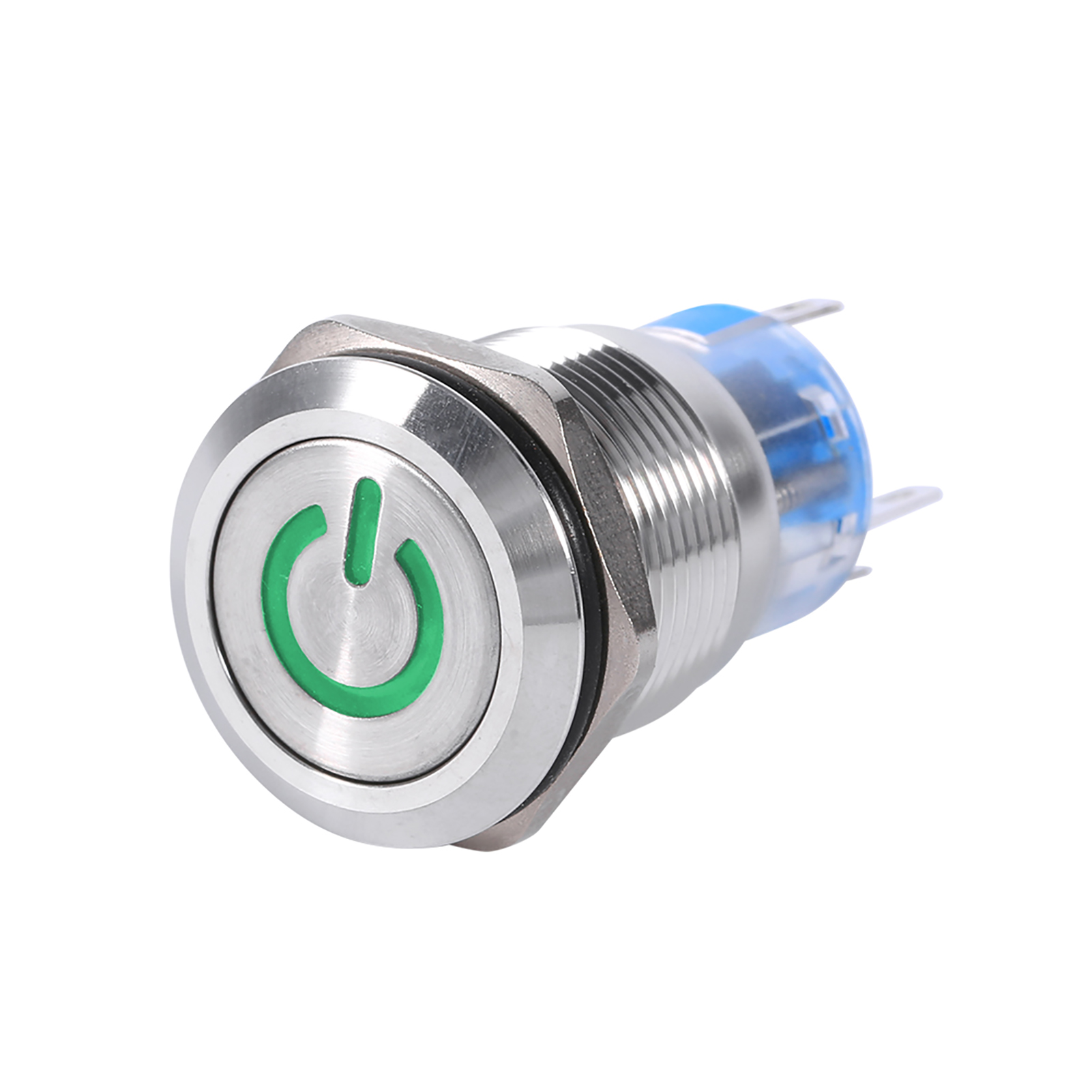 Wasserdichter 19-mm-druckknopfschalter Aus Edelstahl, 12–24 V, Mit Automatischer Verriegelung, Grüner Led-anzeige Und Ein-/ausschalter